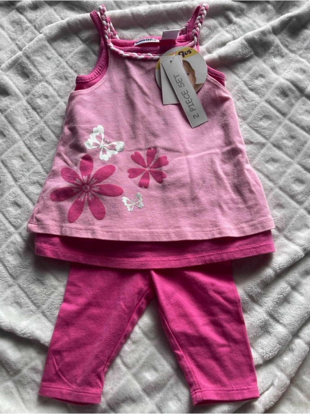Babys R US Cotton 6-9 months pink discontinued outfit top pants NEW
